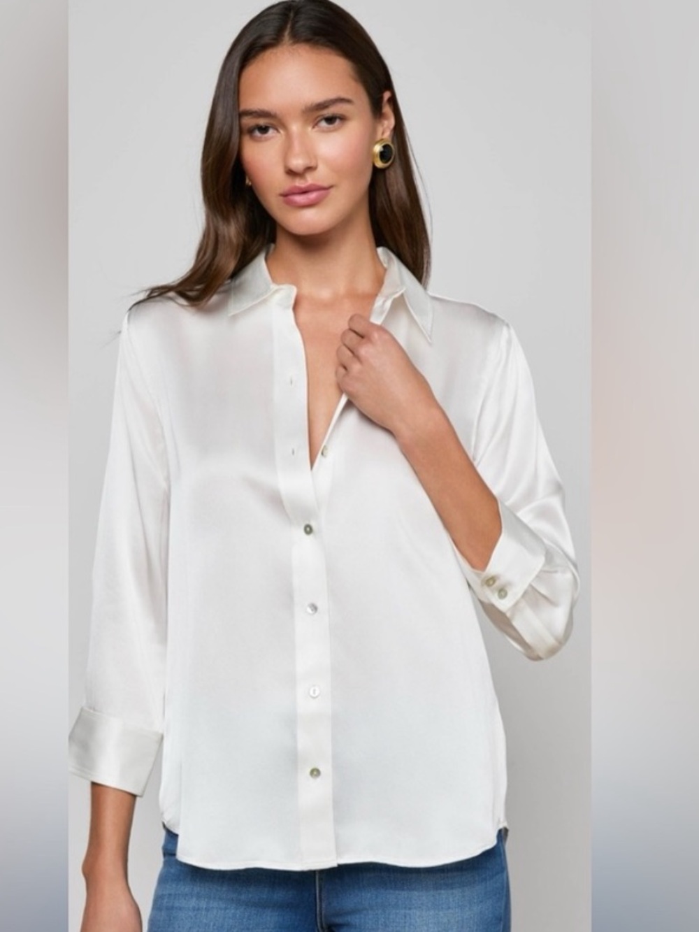 L'AGENCE Dani Ivory Silk Blouse